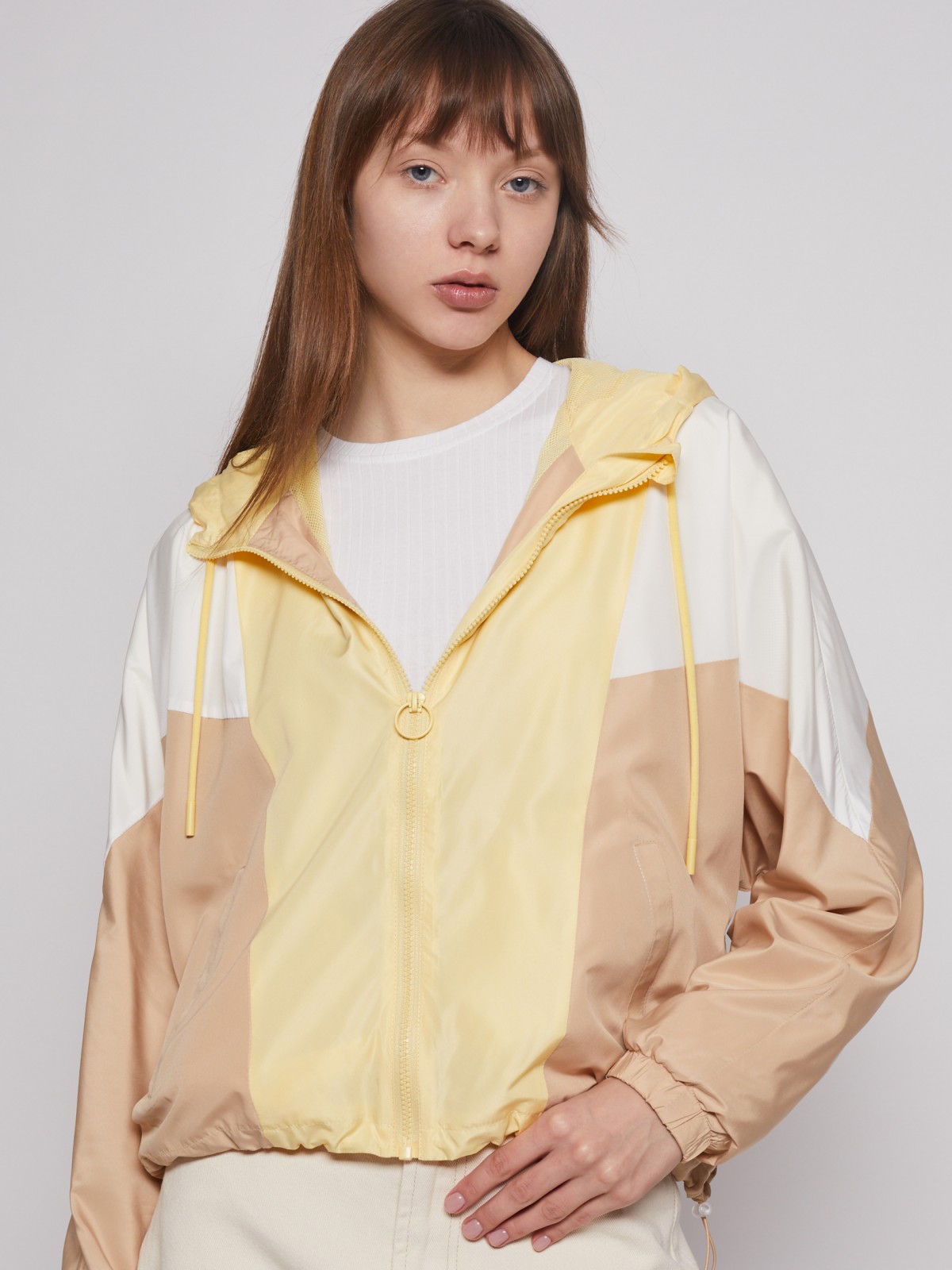 Куртка-ветровка zolla 022215650044, цвет желтый, размер XS - фото 4