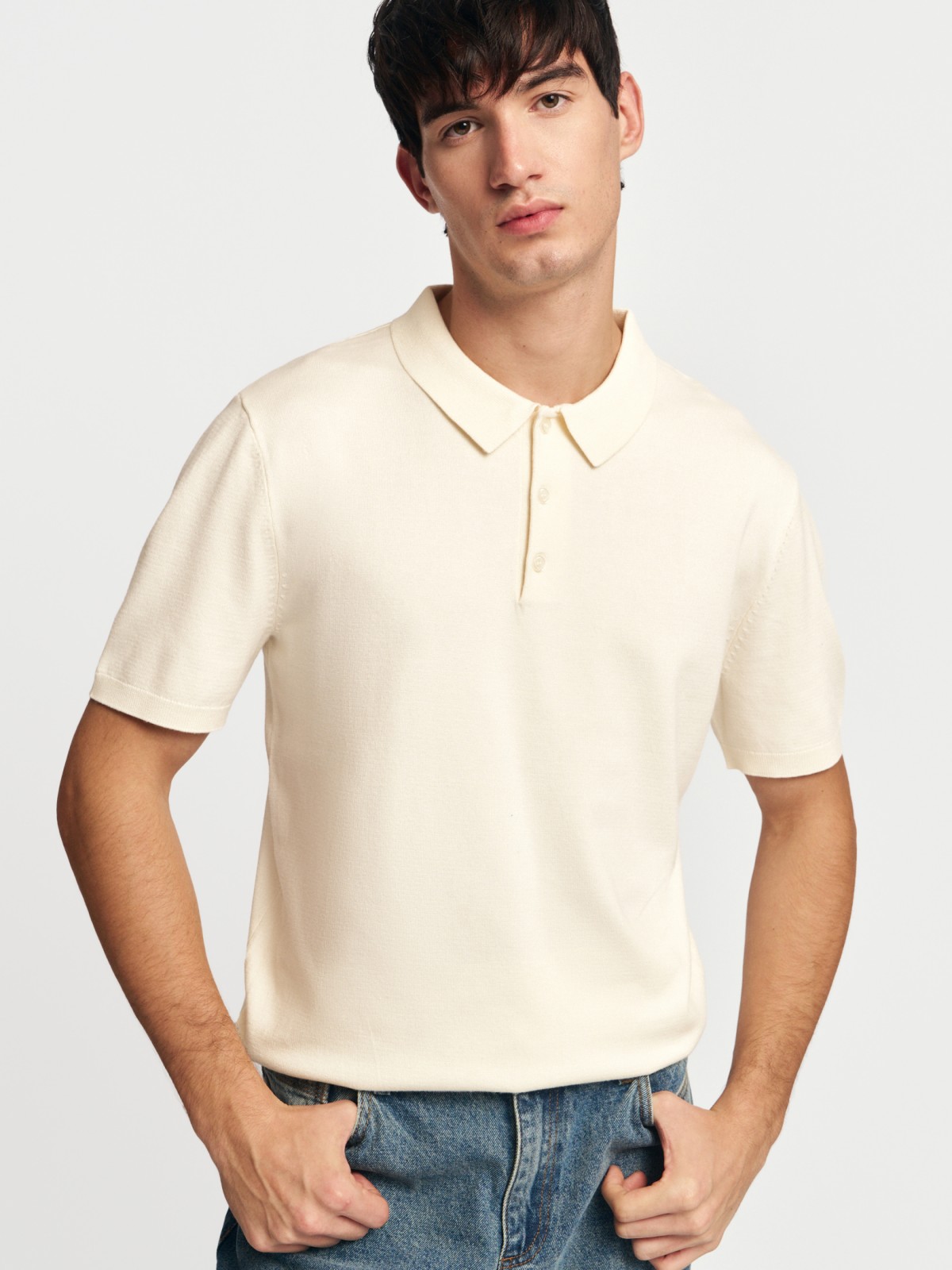 Трикотажный джемпер поло с коротким рукавом