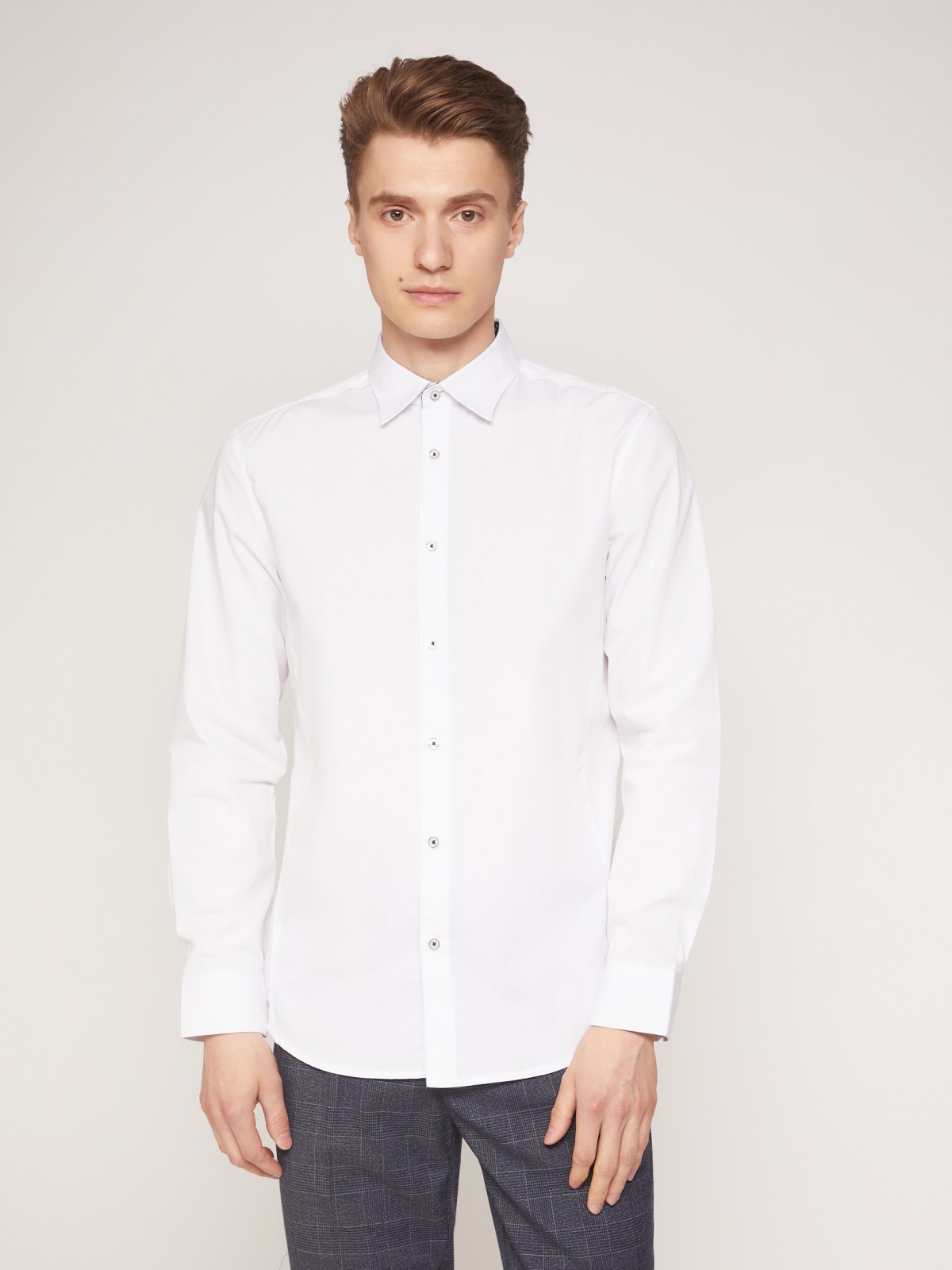 Классическая рубашка приталенного силуэта zolla 011322159012, цвет белый, размер XS - фото 3
