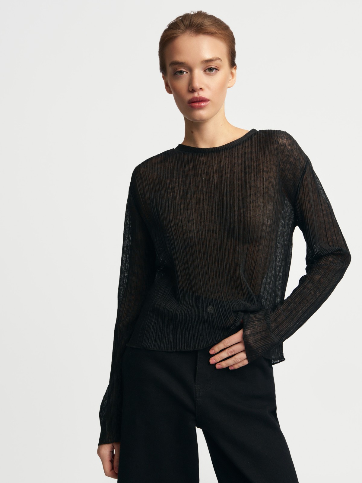 Полупрозрачный лонгслив с длинным рукавом