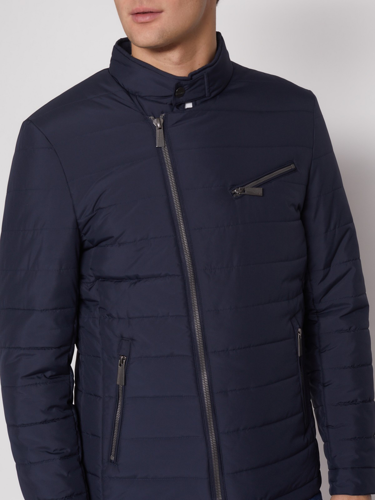 Куртка-косуха с воротником-стойкой zolla 012135139134, цвет синий, размер M - фото 5