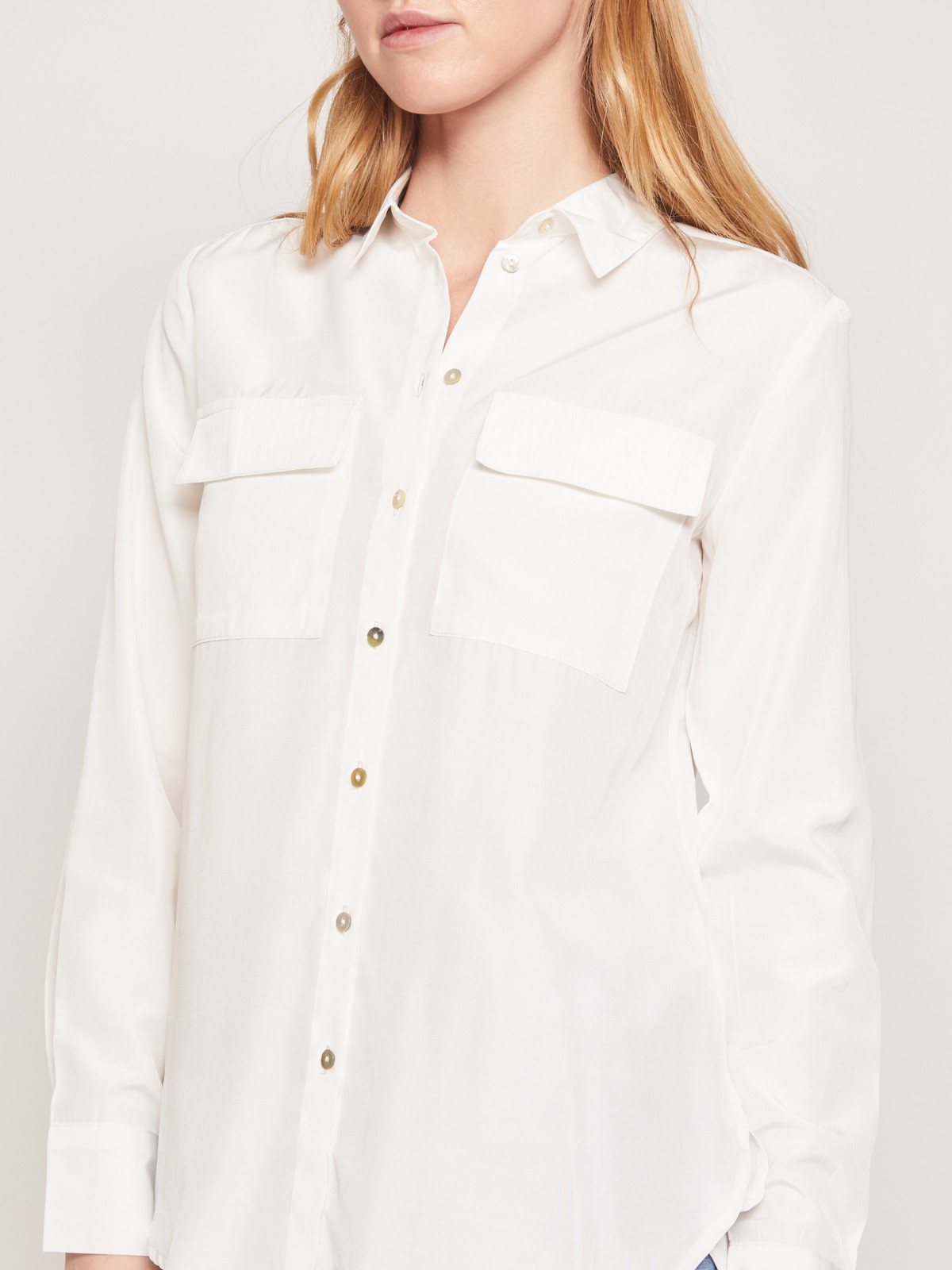 Рубашка прямого силуэта zolla 021311147232, цвет белый, размер XXS - фото 4