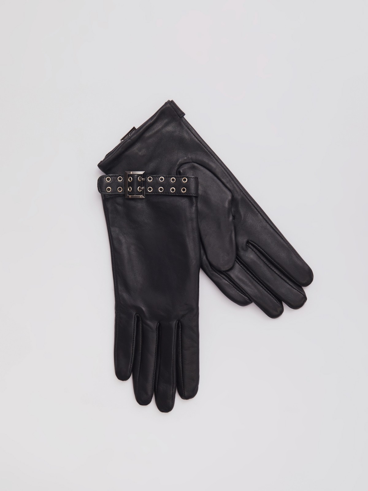 Утеплённые кожаные перчатки с флисом и ремешками zolla 322339662015, цвет черный, размер S