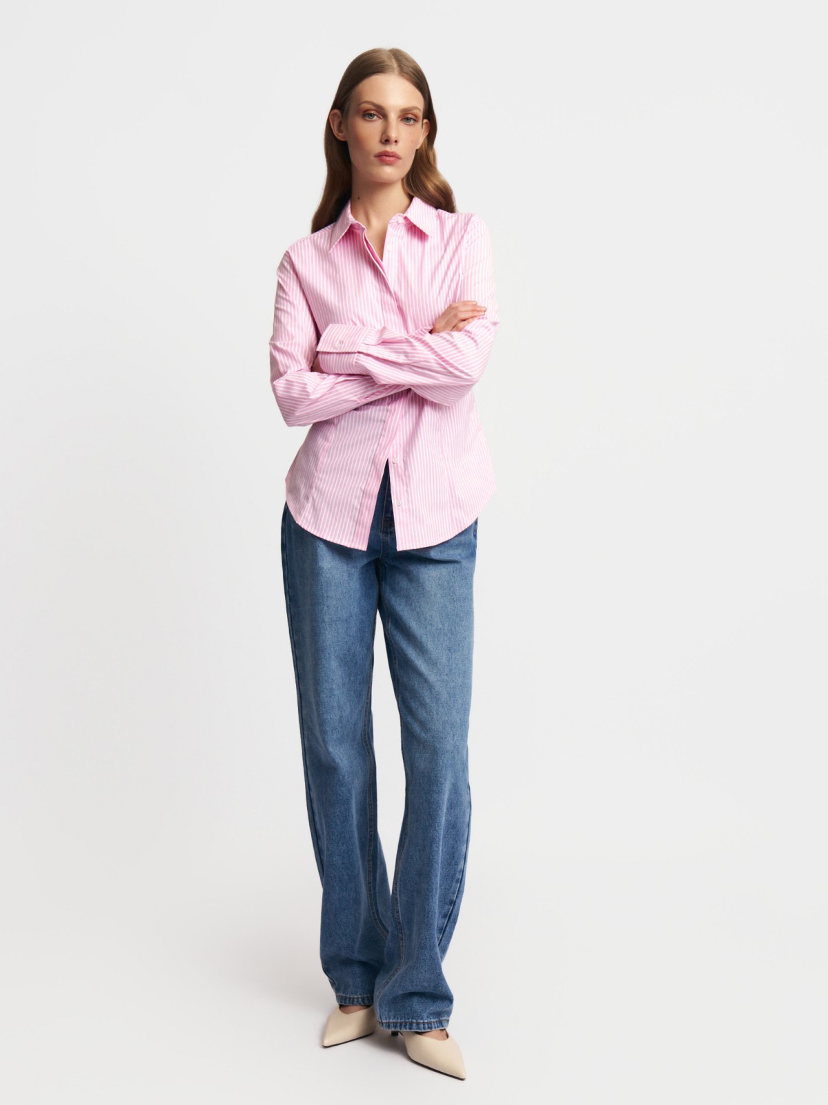 Джинсы прямого силуэта с высокой посадкой