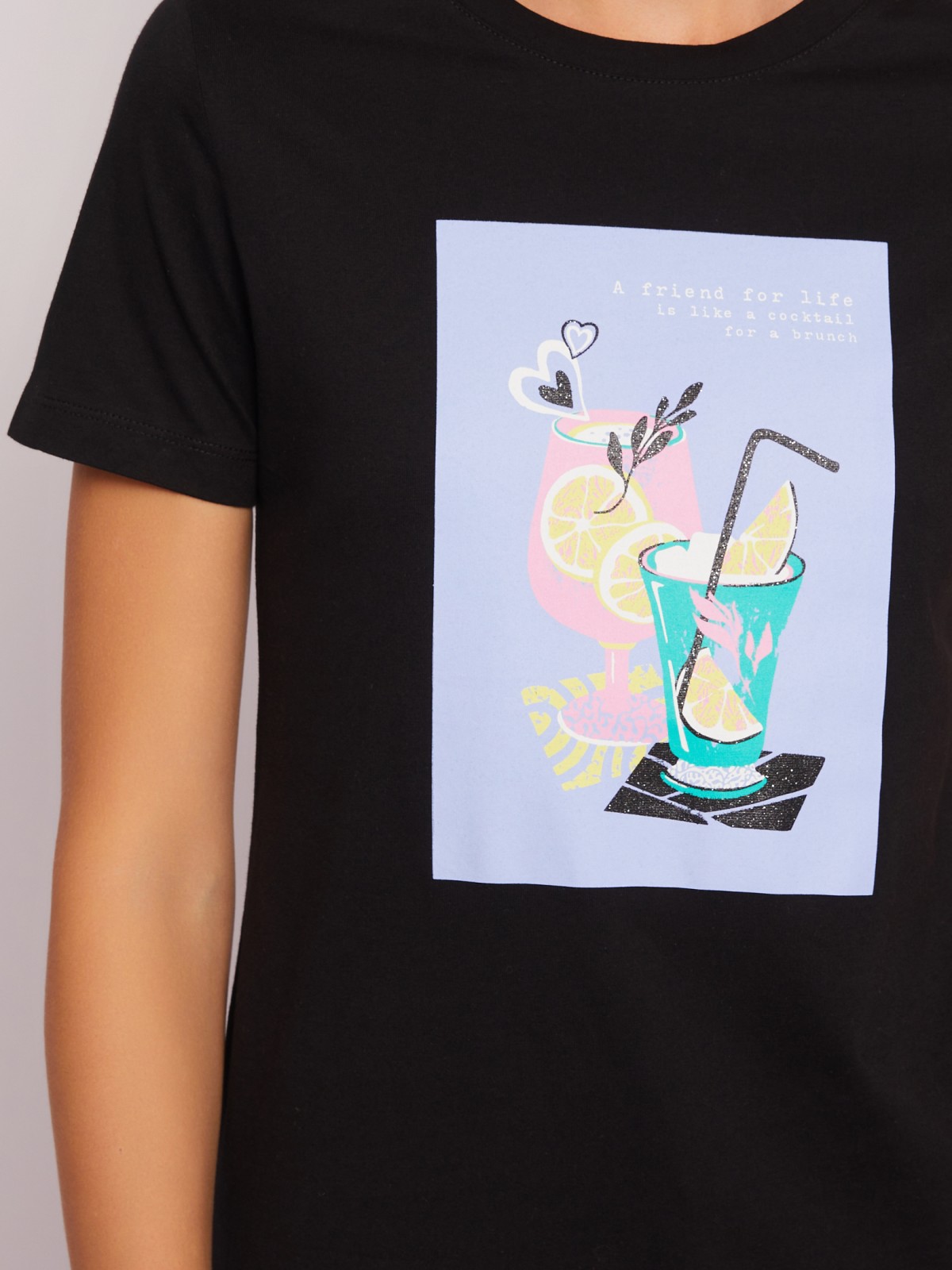 Футболка из хлопка с коротким рукавом и принтом