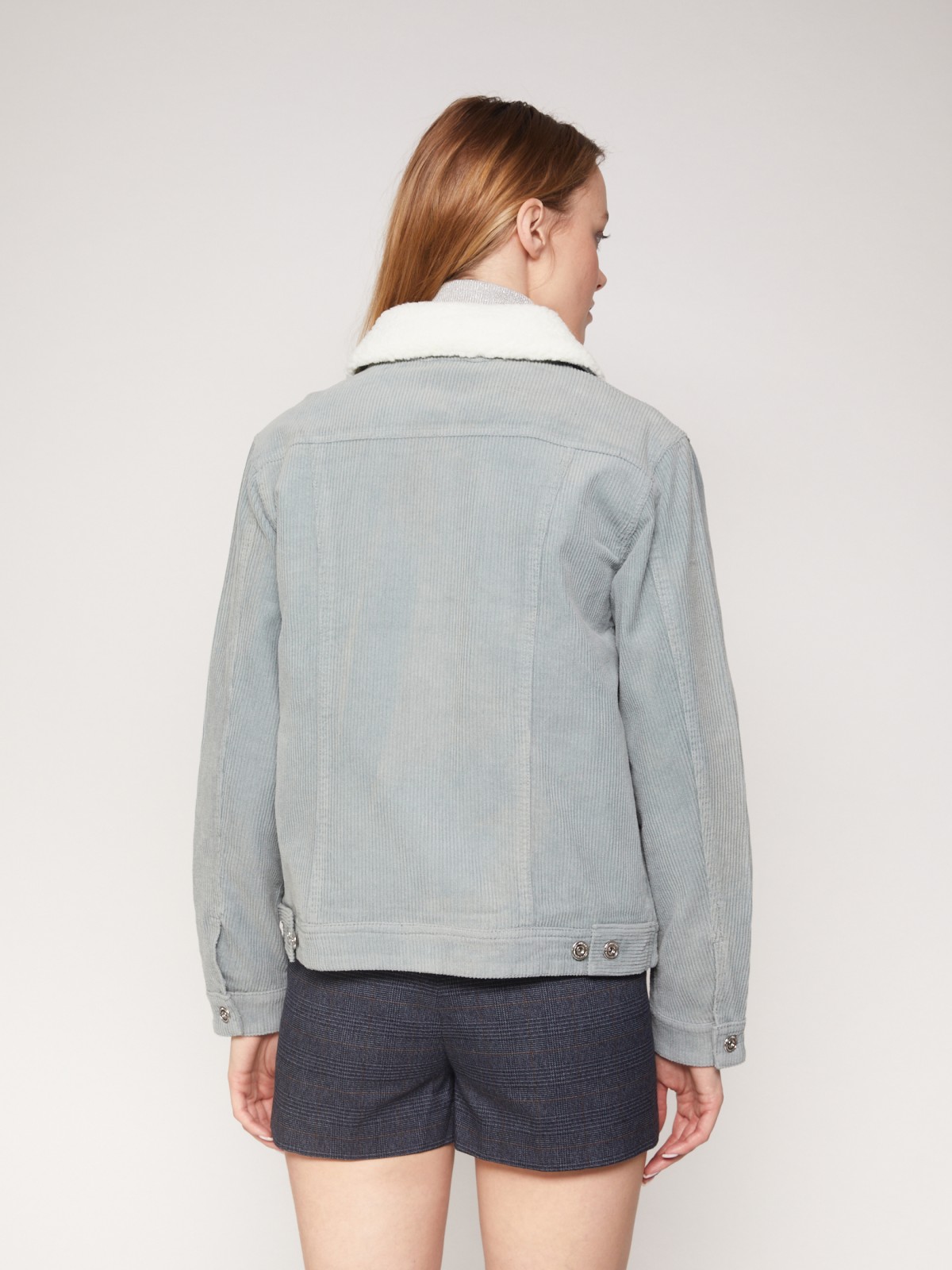Вельветовая куртка с мягким воротником zolla 021335459013, цвет мятный, размер XS - фото 6