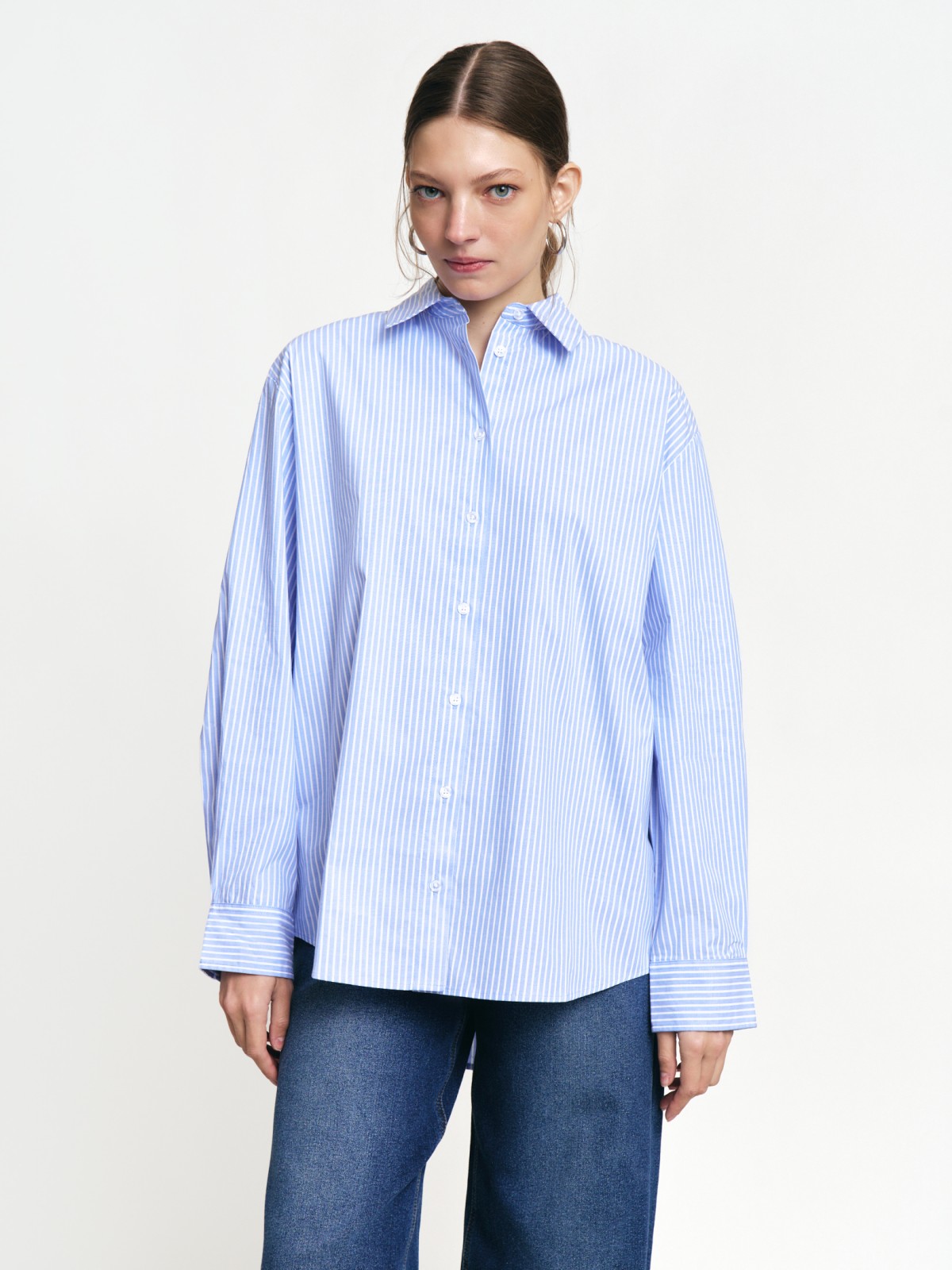 Рубашка из хлопка с узором в полоску