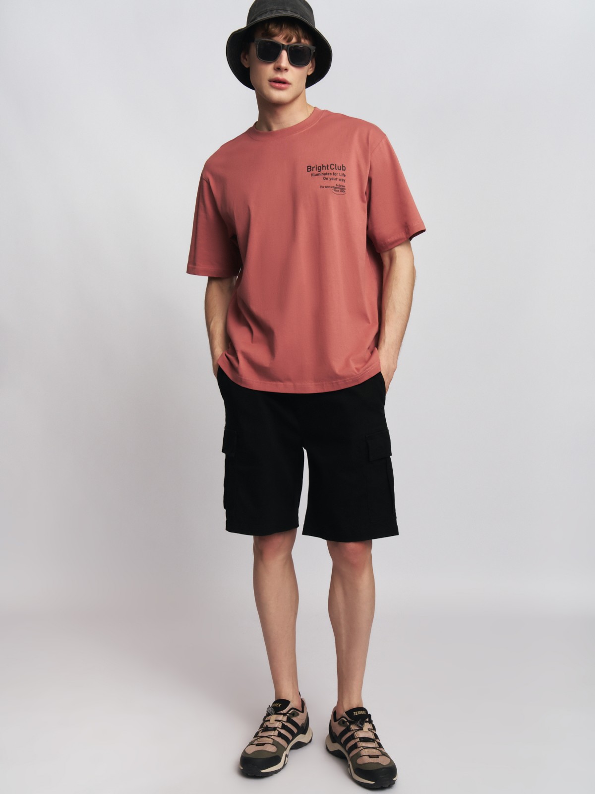 Футболка оверсайз из хлопка с принтом-надписью