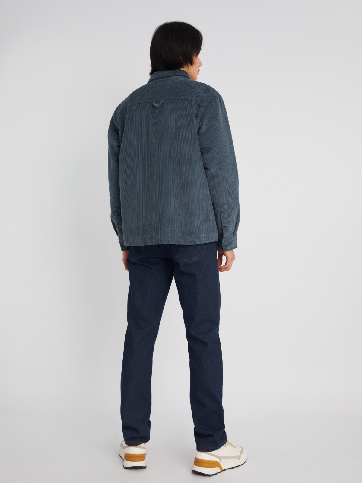Утеплённая вельветовая куртка-рубашка на синтепоне zolla 013325159134, цвет синий, размер M - фото 6