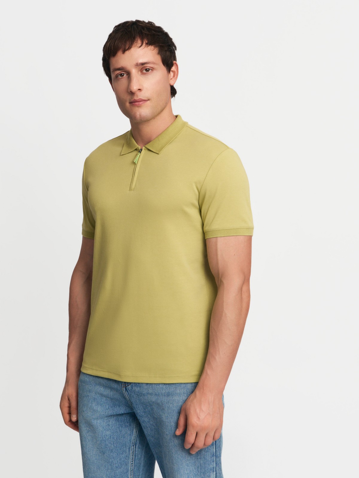 Футболка поло из хлопка на молнии