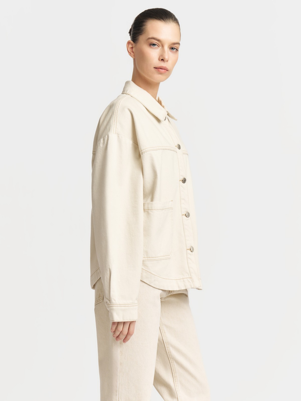 Джинсовая куртка-рубашка из хлопка