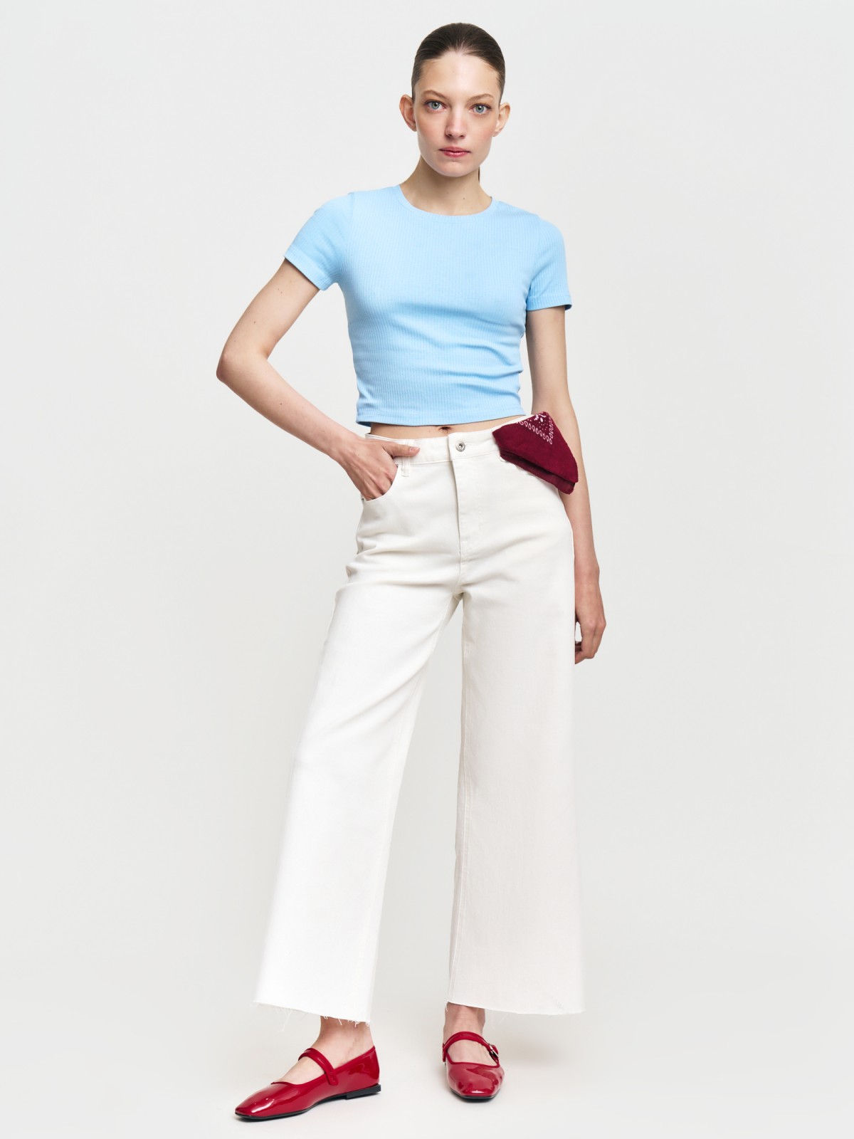 Футболка-топ из хлопка с коротким рукавом