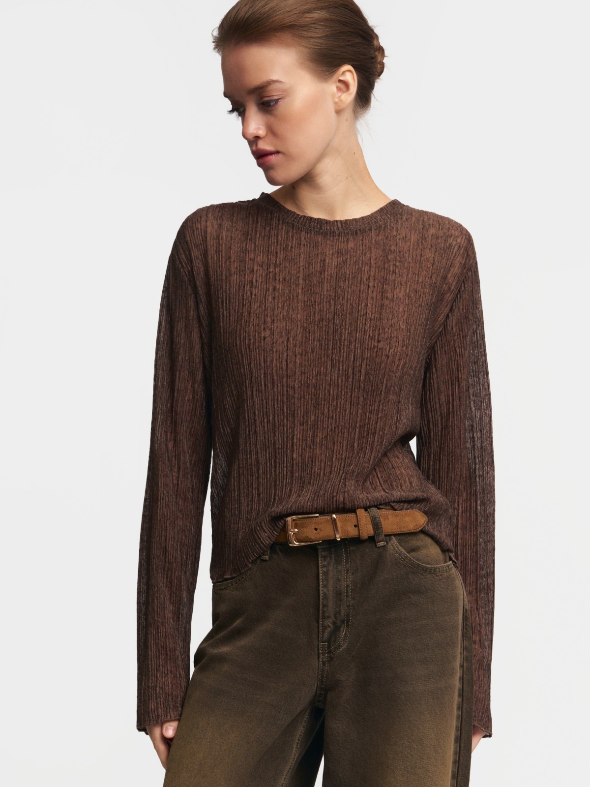 Полупрозрачный лонгслив с длинным рукавом