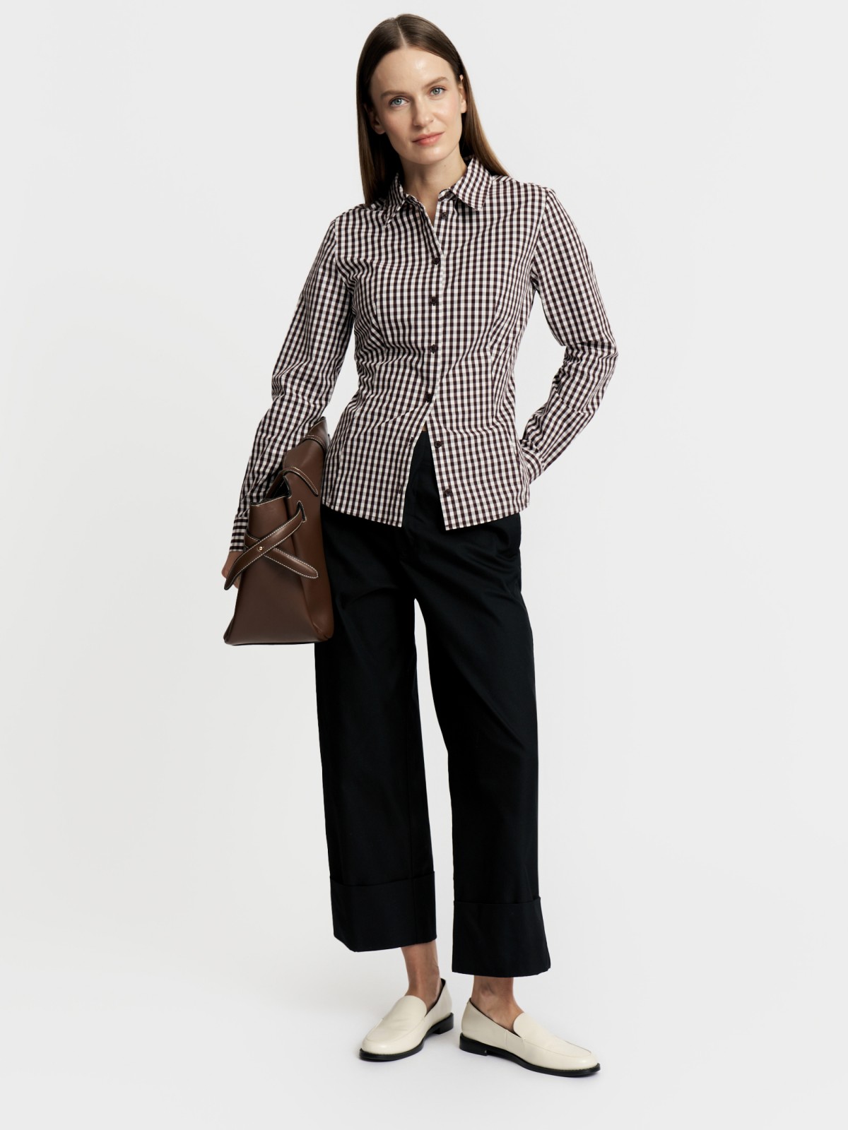 Рубашка из хлопка с акцентом на талии