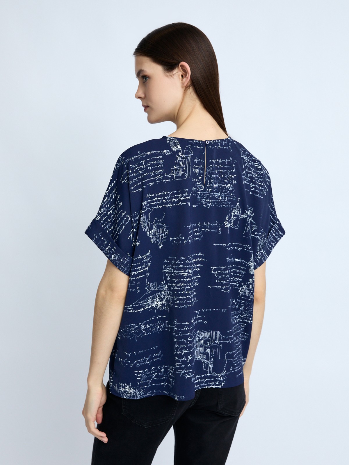 Блузка с коротким рукавом и принтом