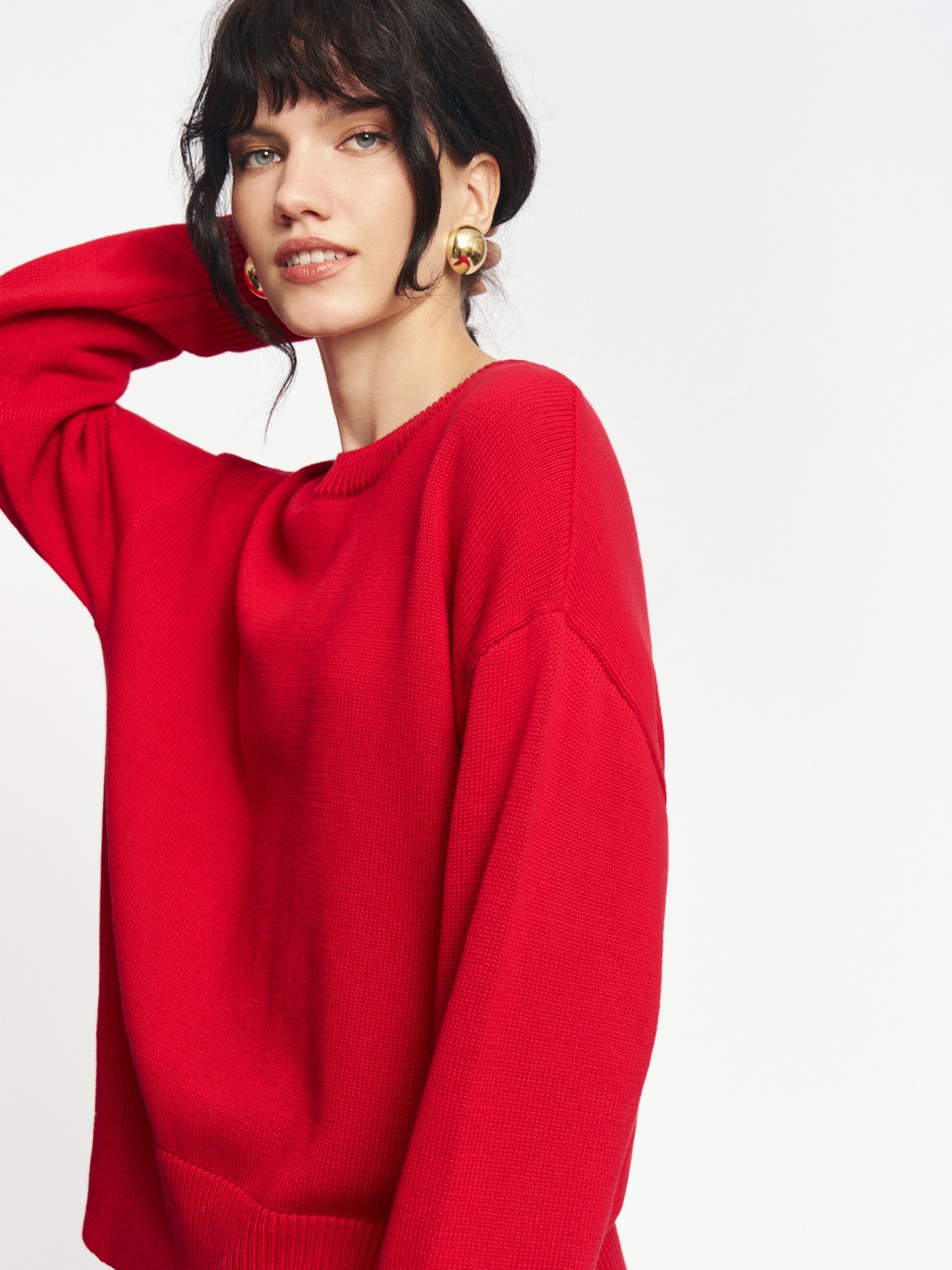 Трикотажный джемпер из хлопка с длинным рукавом