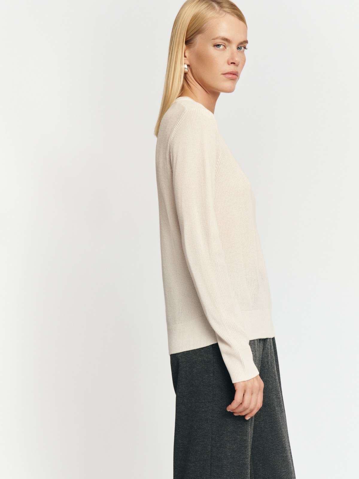 Вязаный джемпер из акрила с длинным рукавом