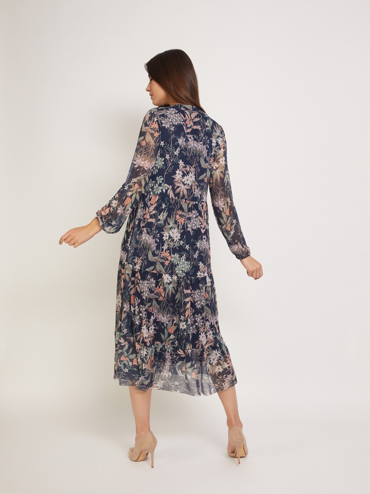 Платье миди с цветочным принтом zolla 021348159121, размер XS - фото 6
