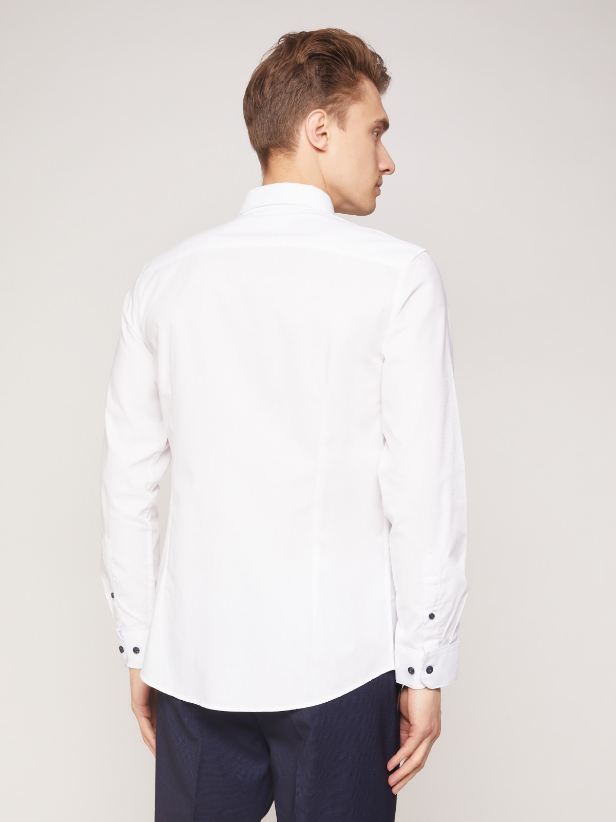 Рубашка приталенного силуэта zolla 011322159043, цвет белый, размер S - фото 6