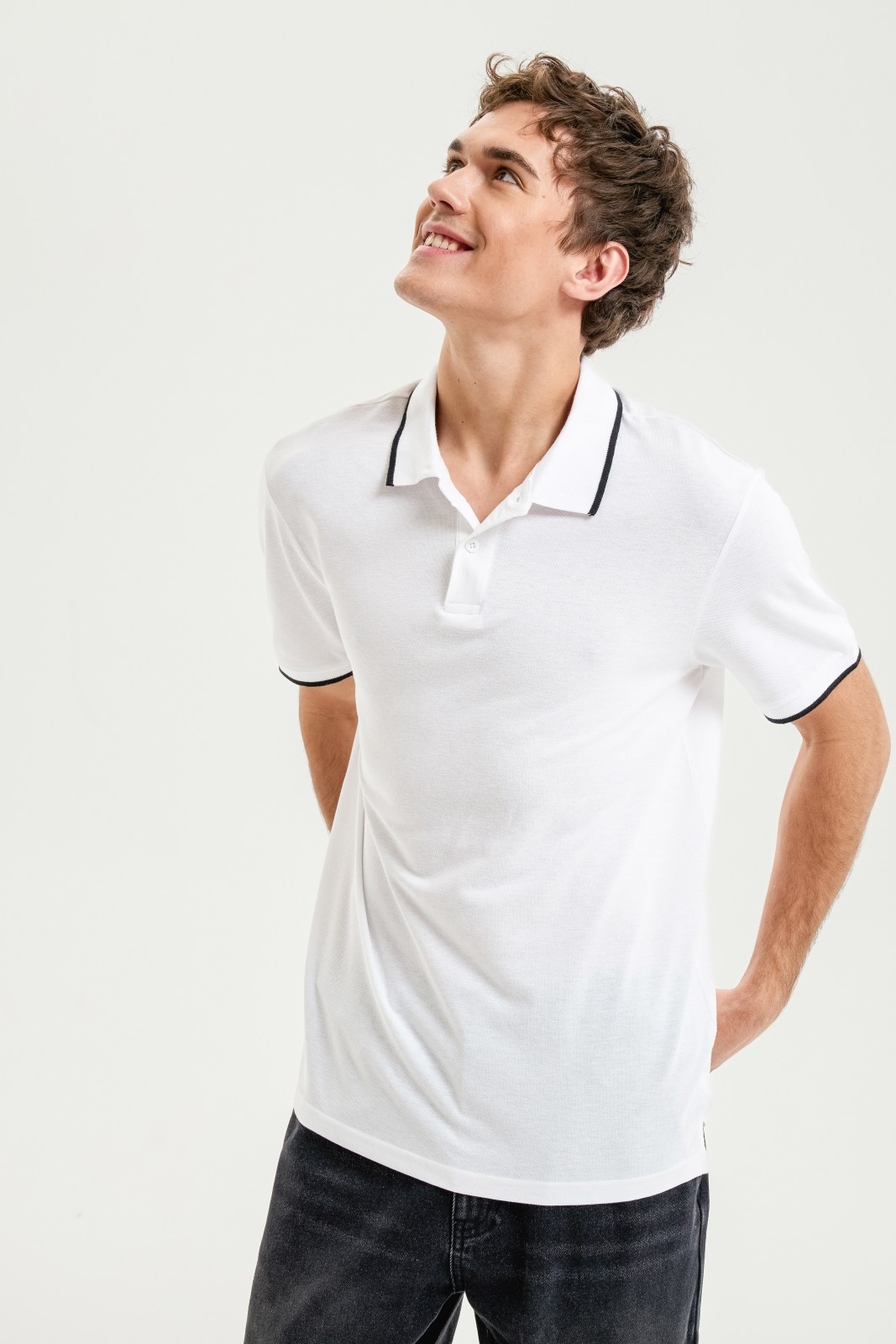 Футболка поло из хлопка однотонная