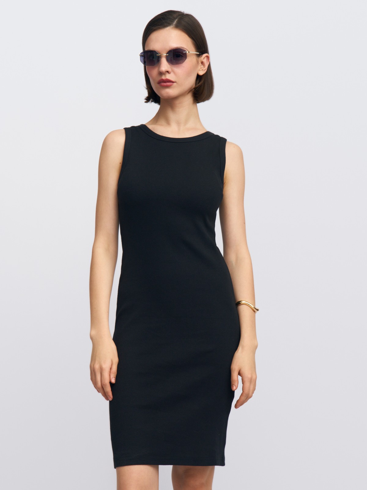 Платье-майка мини из хлопка без рукавов