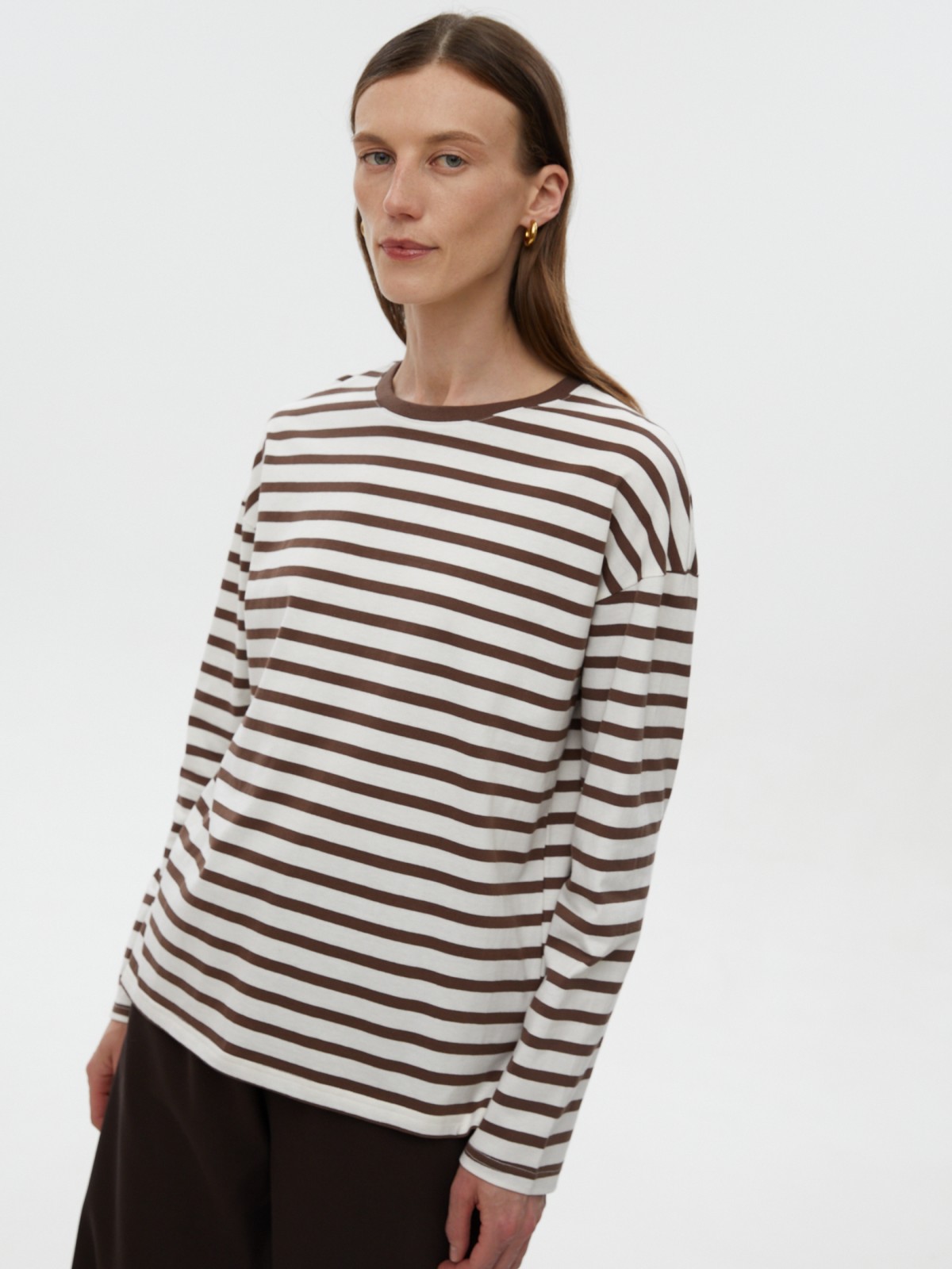 Лонгслив-тельняшка с узором в полоску из хлопка