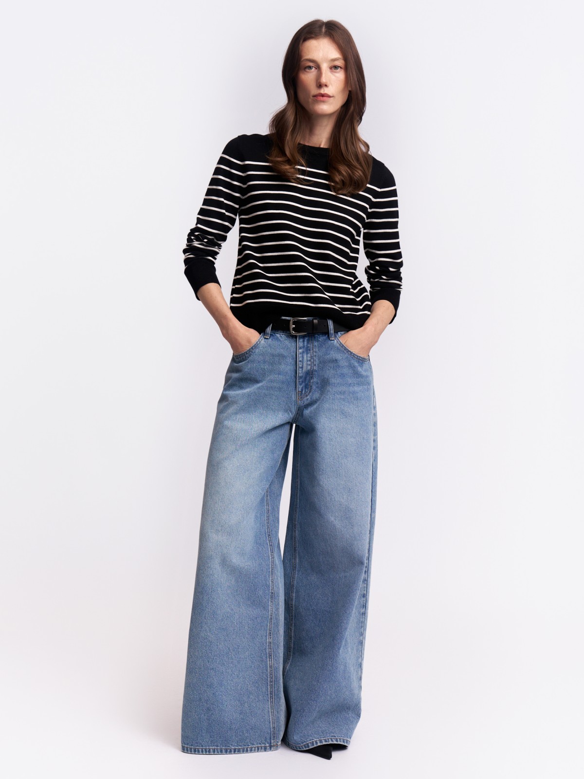 Джемпер из вязаного трикотажа в полоску