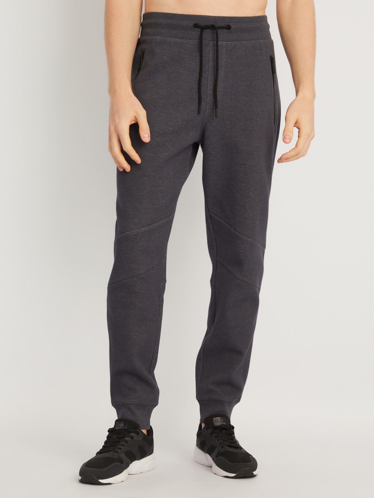 Трикотажные брюки-джоггеры в спортивном стиле zolla 014127679013, цвет темно-серый, размер S - фото 2