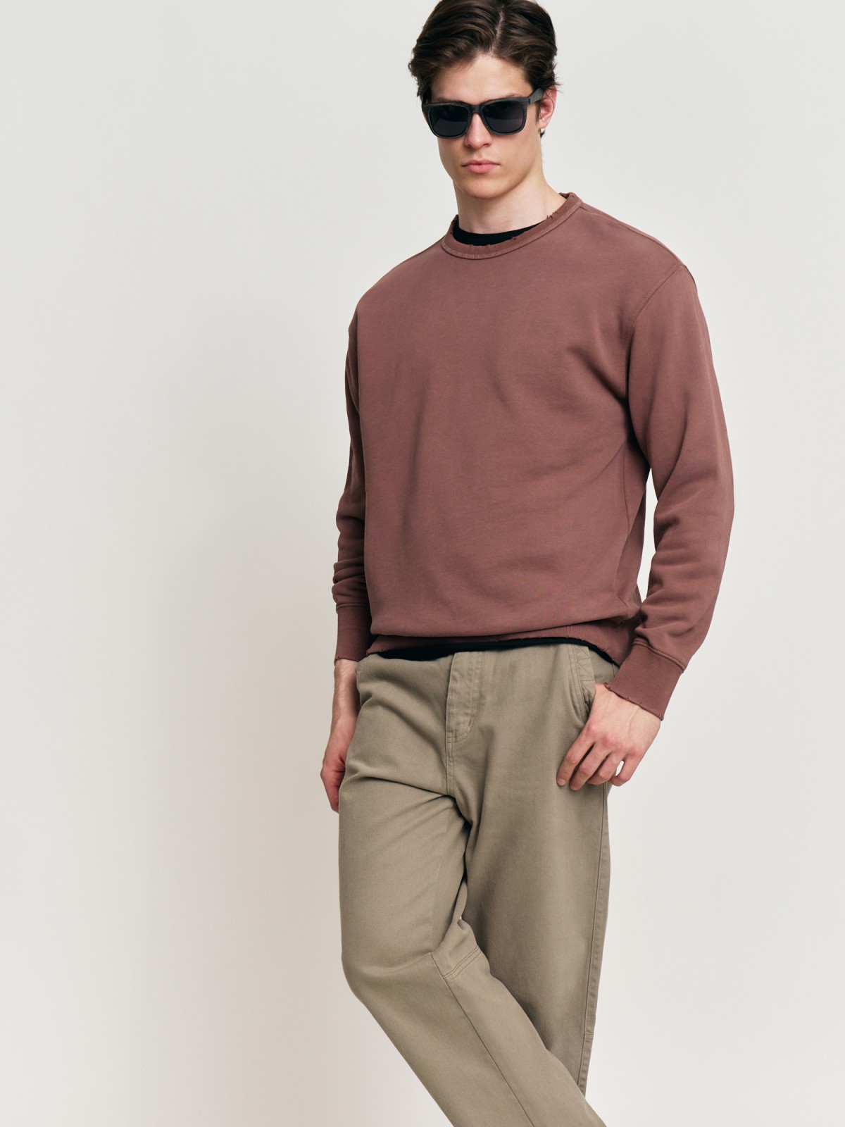 Трикотажный свитшот из хлопка однотонный