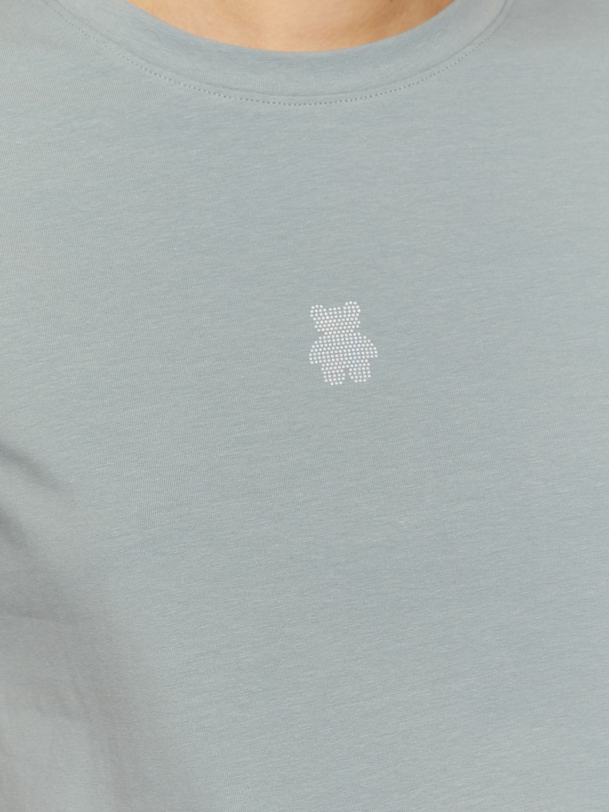 Трикотажная футболка из хлопка со стразами zolla 024213273593, цвет мятный, размер XS - фото 4