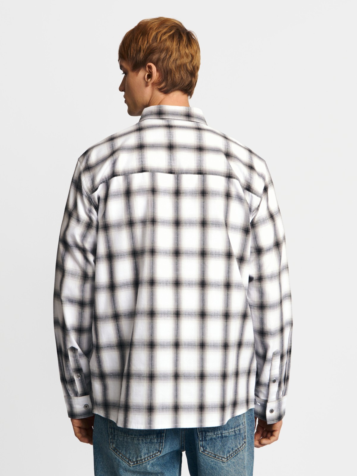 Рубашка из хлопка с длинным рукавом и узором в клетку