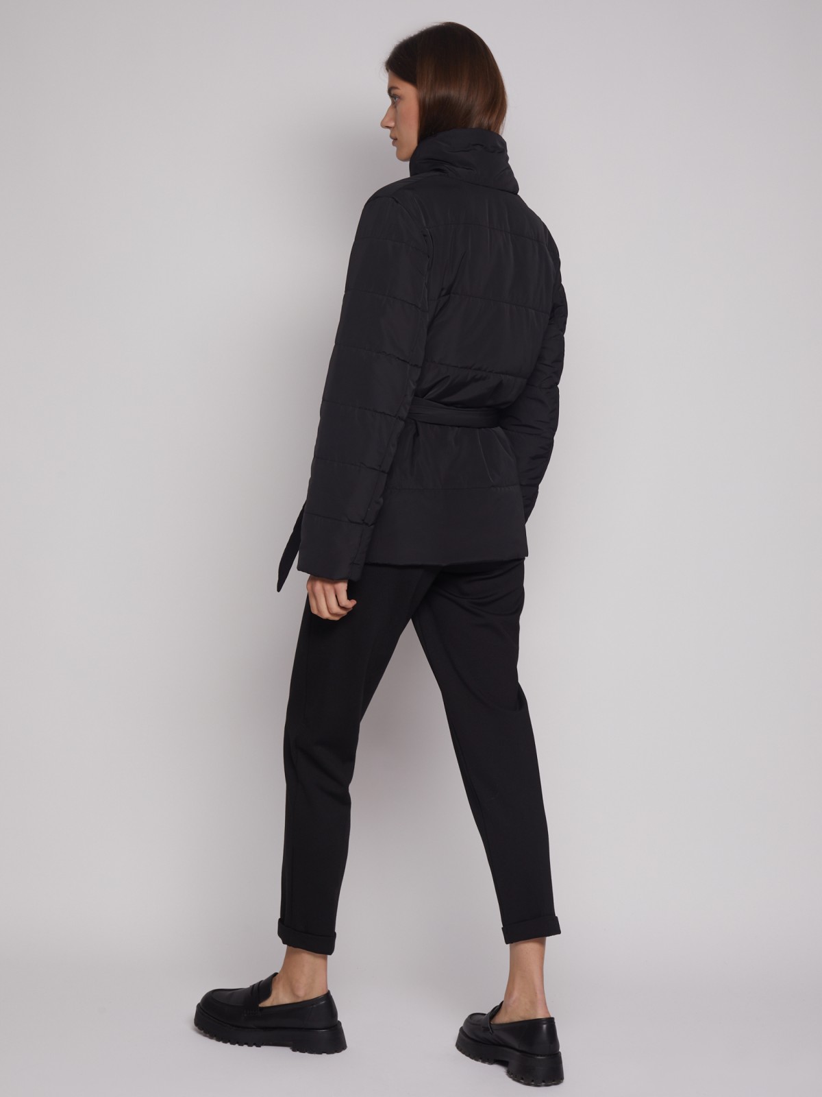 Тёплая куртка с поясом zolla 022335124334, цвет черный, размер XS - фото 6