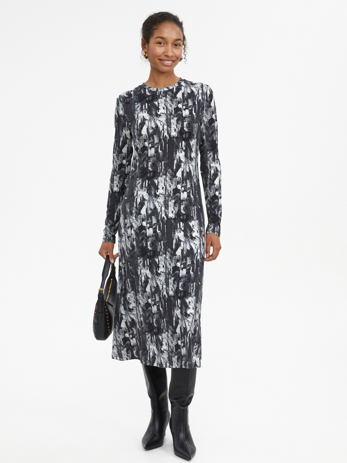 Трикотажное платье миди с принтом