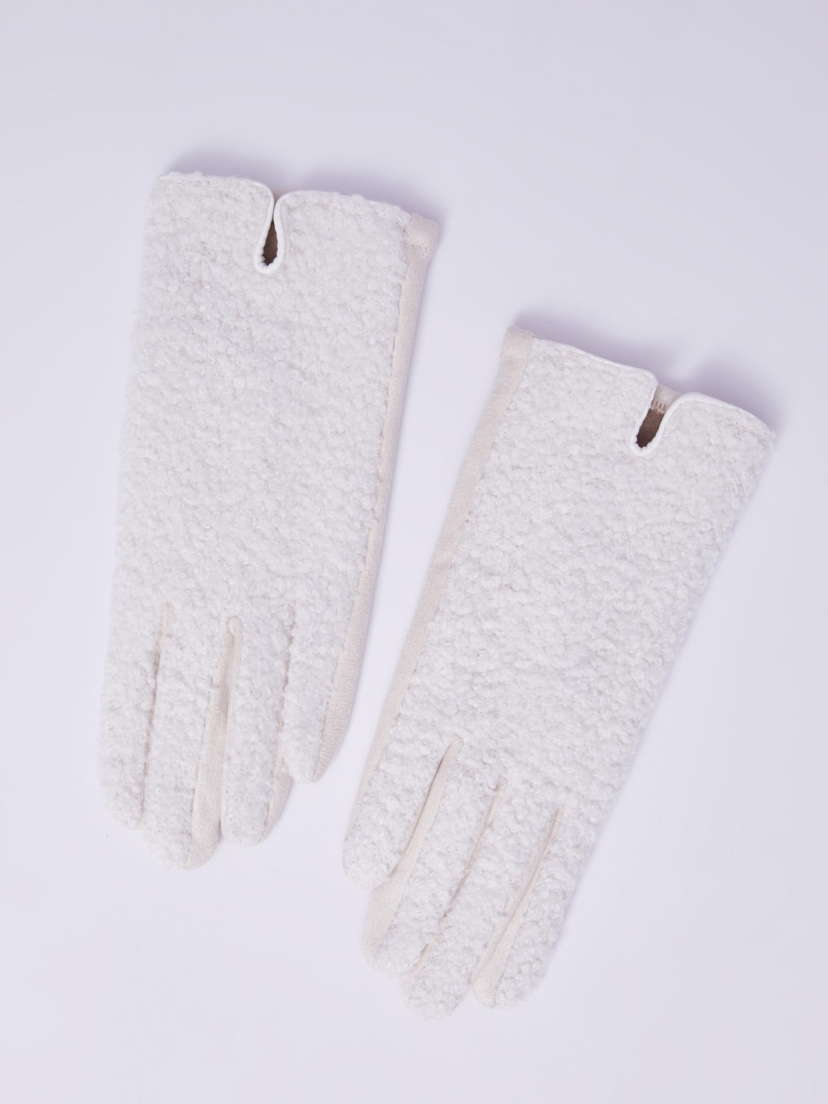 Утеплённые перчатки из искусственного меха с функцией Touch Screen zolla 023339659015, цвет молоко, размер S