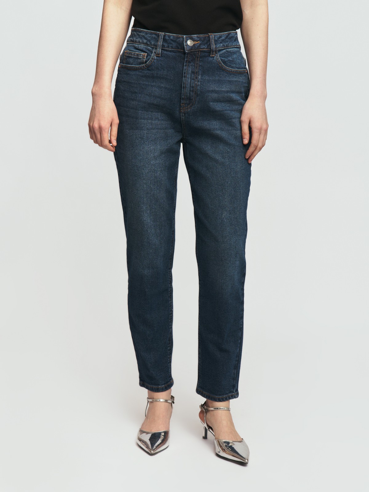 Джинсы силуэта Mom Comfort из хлопка с высокой посадкой