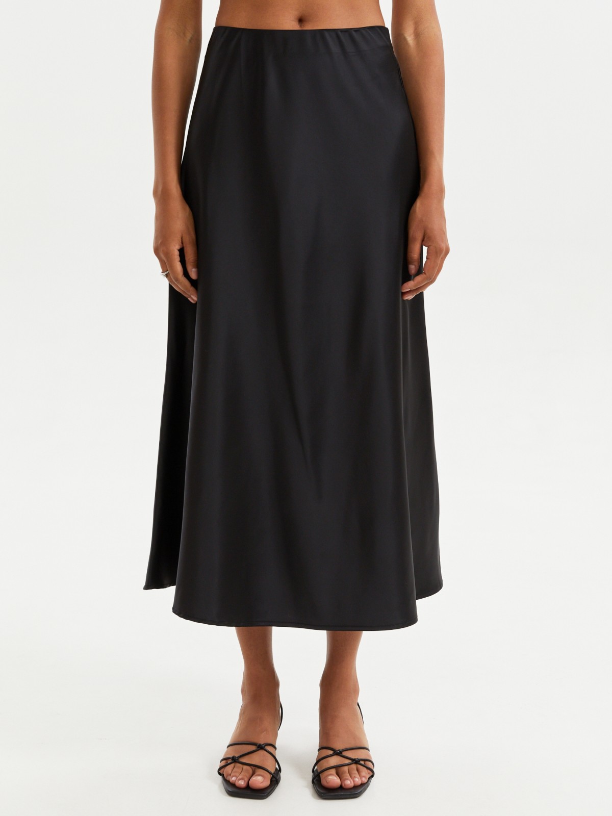 Сатиновая юбка миди на резинке