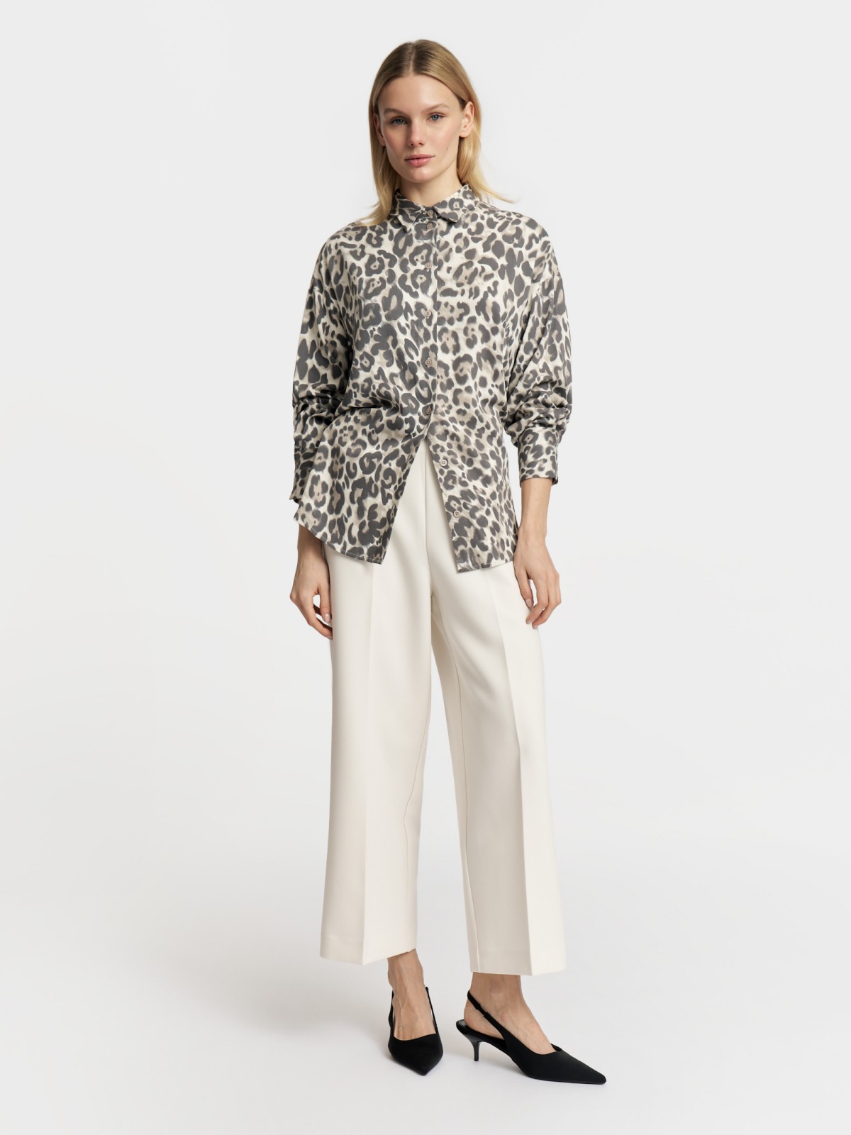 Рубашка из вискозы с леопардовым принтом