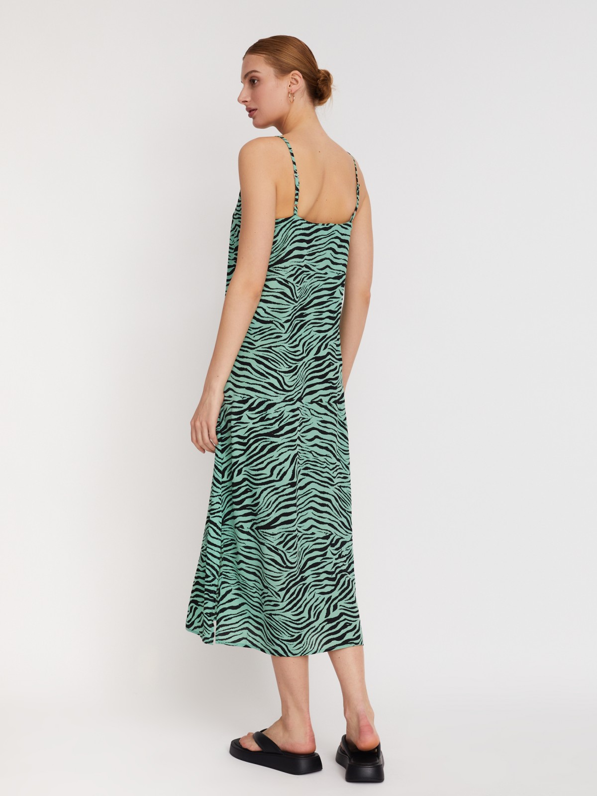Платье-комбинация с боковыми разрезами zolla 223248259043, цвет светло-зеленый, размер XS - фото 6