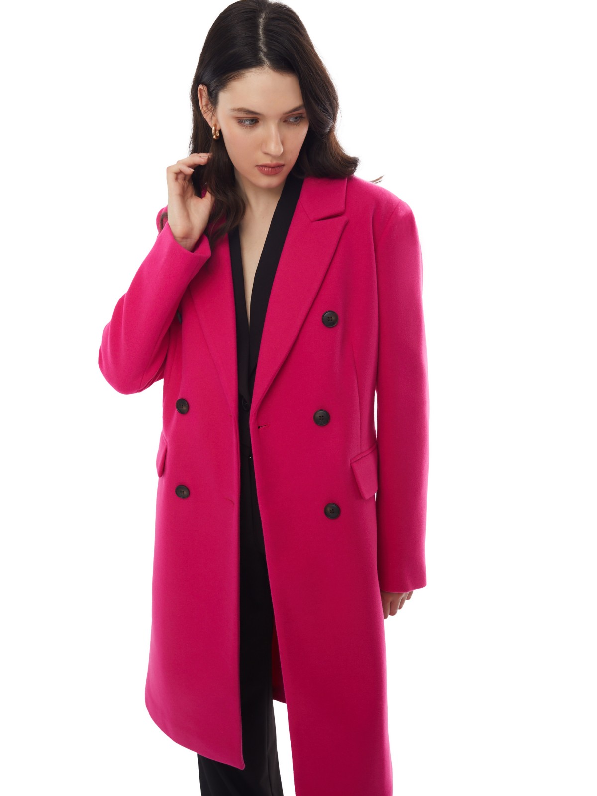 Тёплое пальто полуприлегающего фасона с отложным воротником zolla 024125857164, цвет фуксия, размер XS - фото 3
