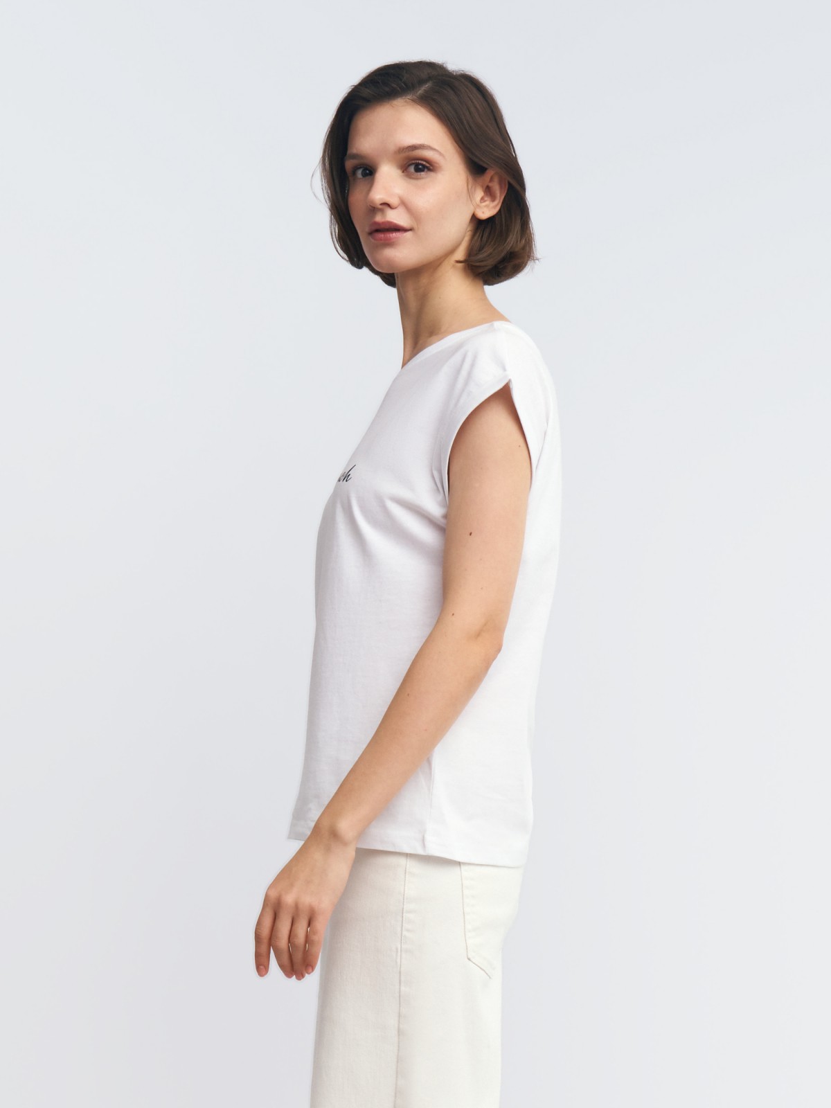 Футболка из хлопка с принтом-надписью