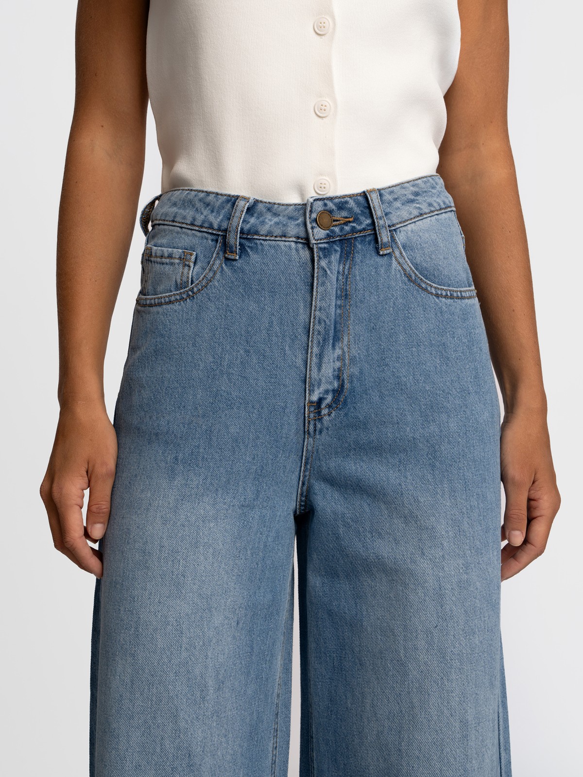 Джинсы силуэта палаццо из хлопка