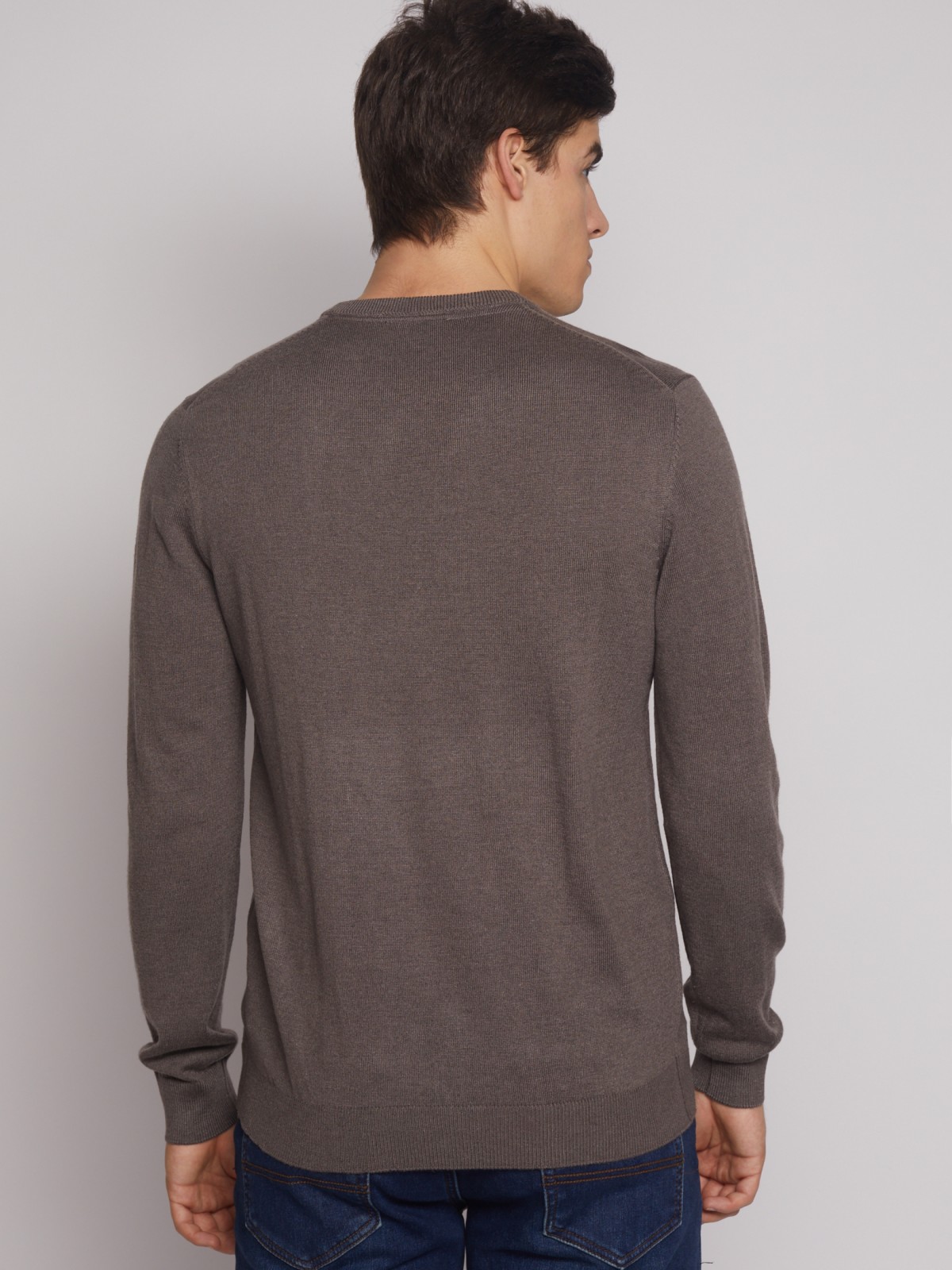 Тёплый трикотажный пуловер zolla 012426163052, цвет коричневый, размер M - фото 6