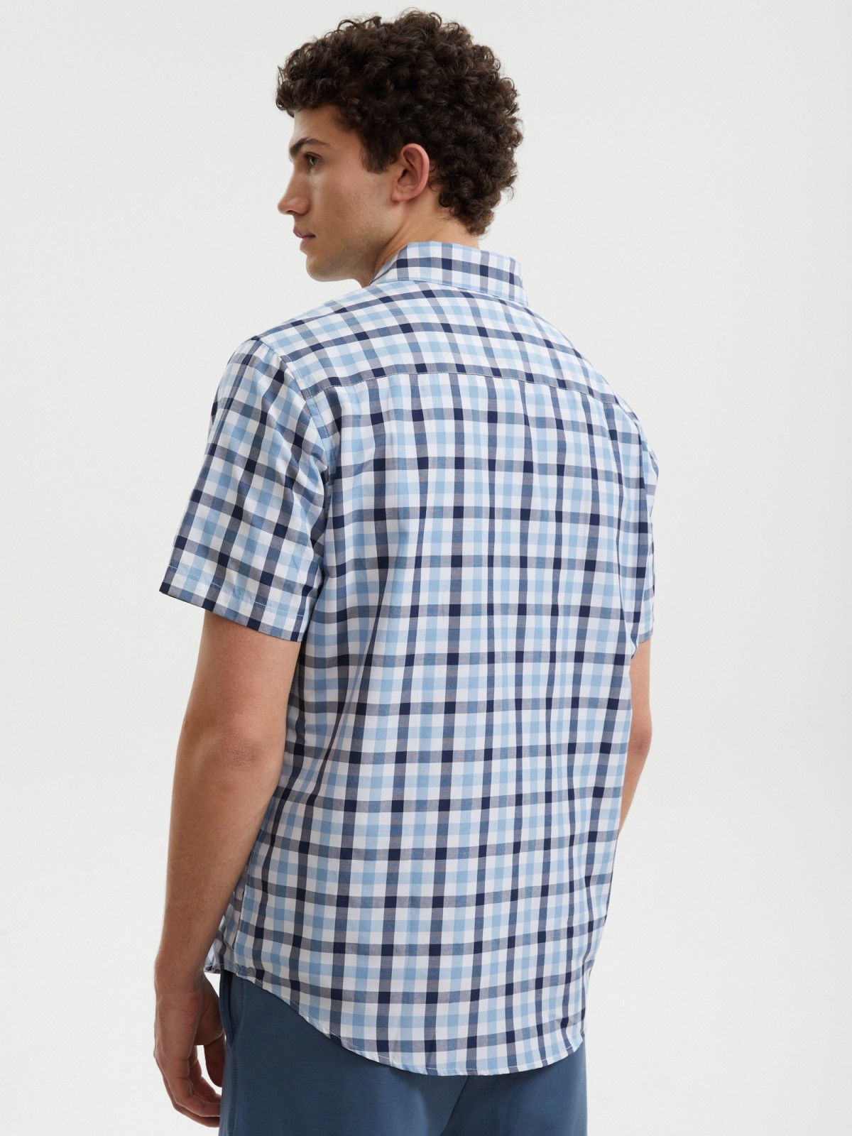 Рубашка с коротким рукавом и узором в клетку