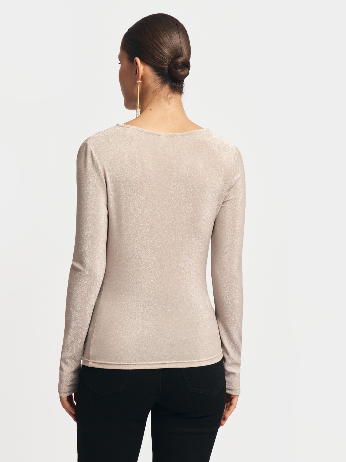 Трикотажный топ-лонгслив с люрексом