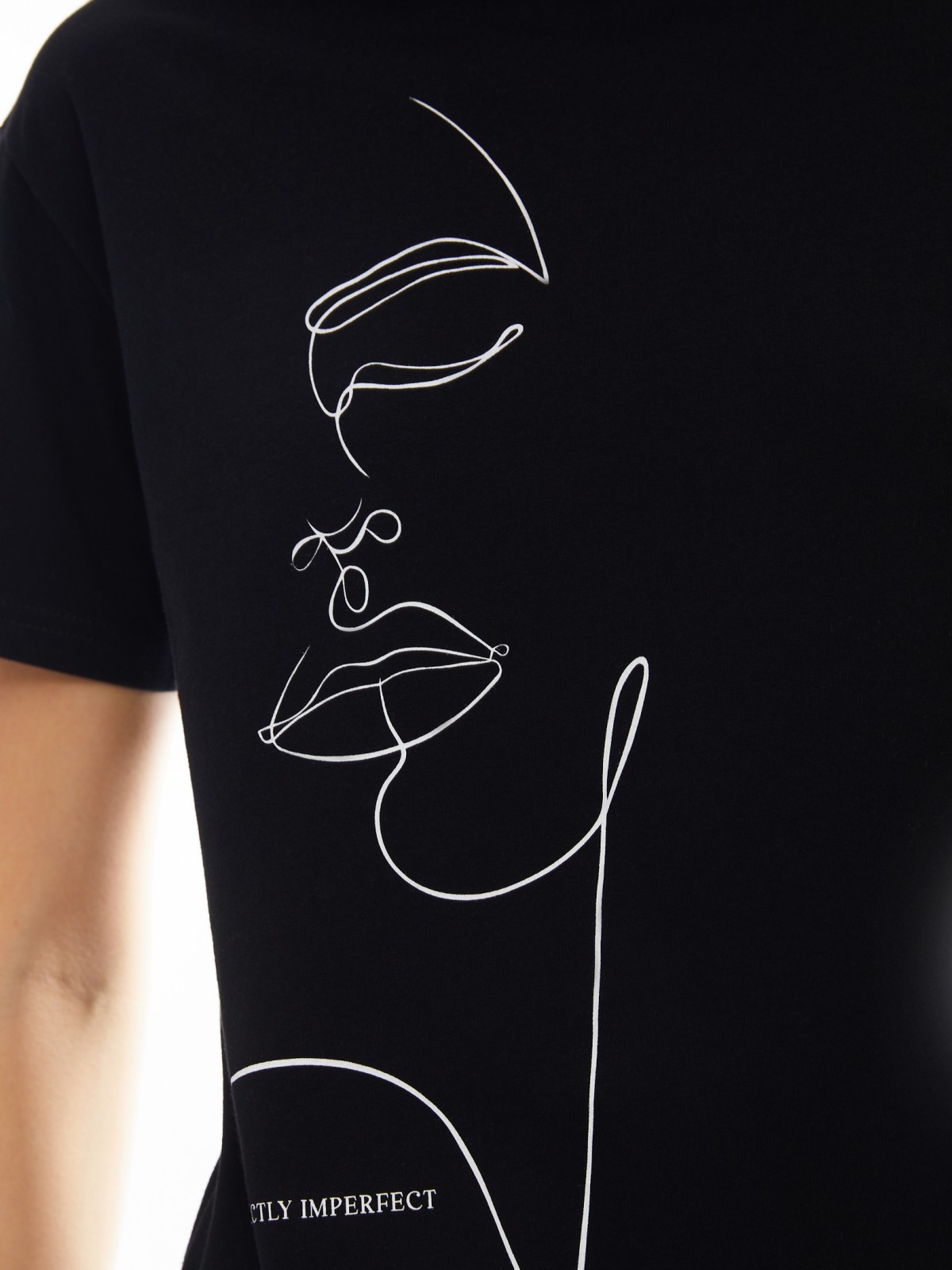 Футболка из хлопка с коротким рукавом и принтом