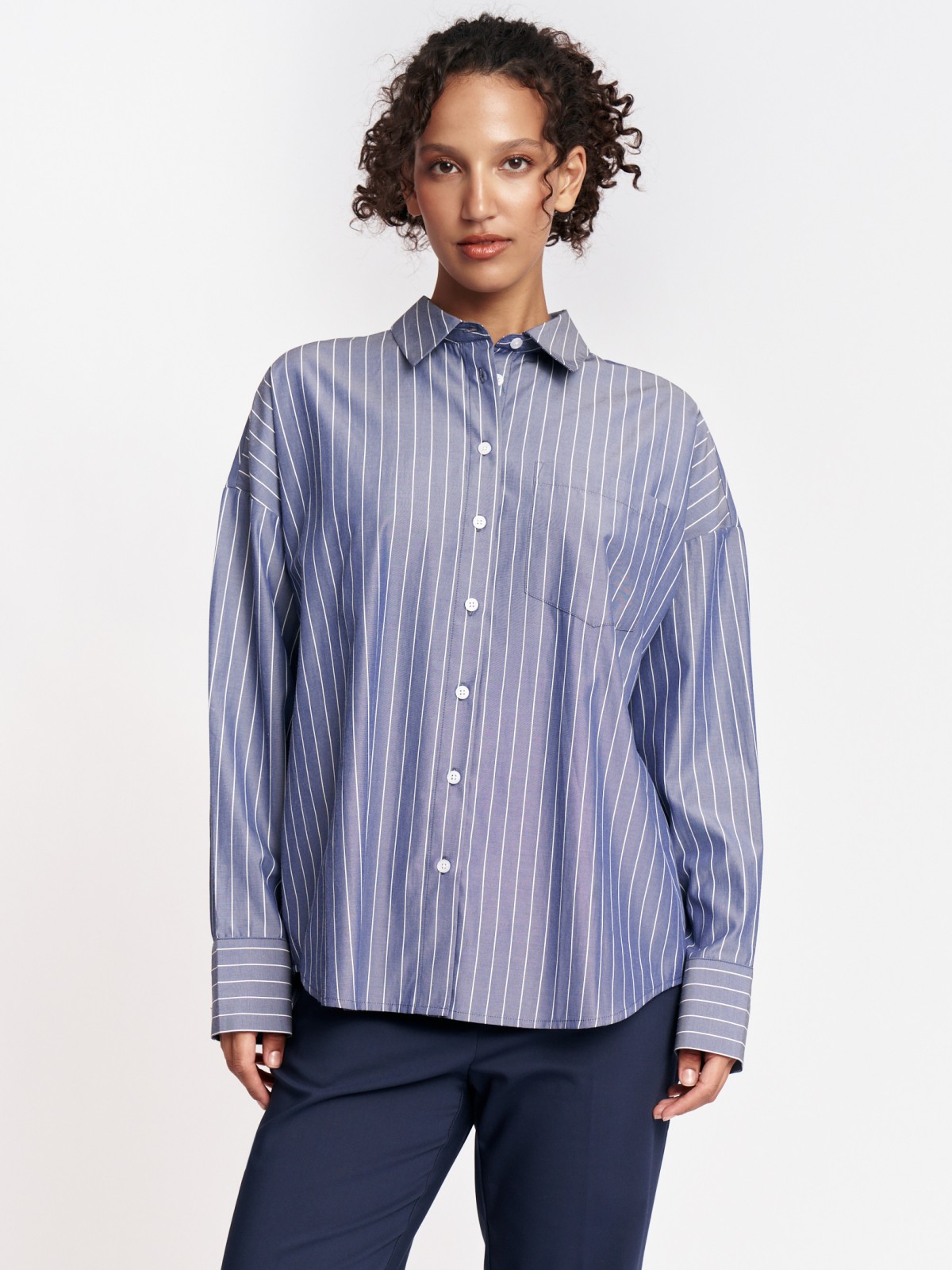 Рубашка свободного силуэта в полоску