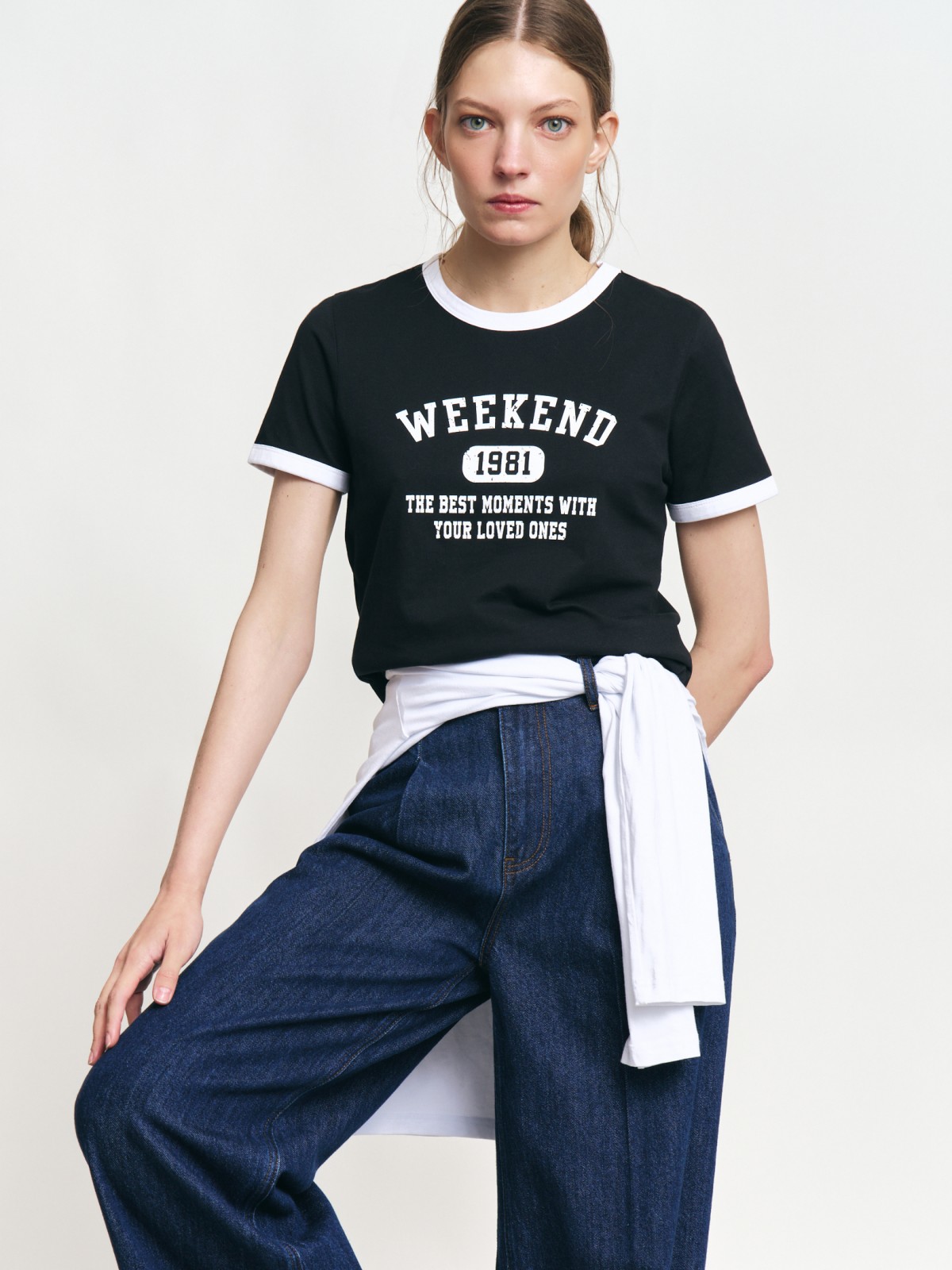 Трикотажная футболка из хлопка с принтом