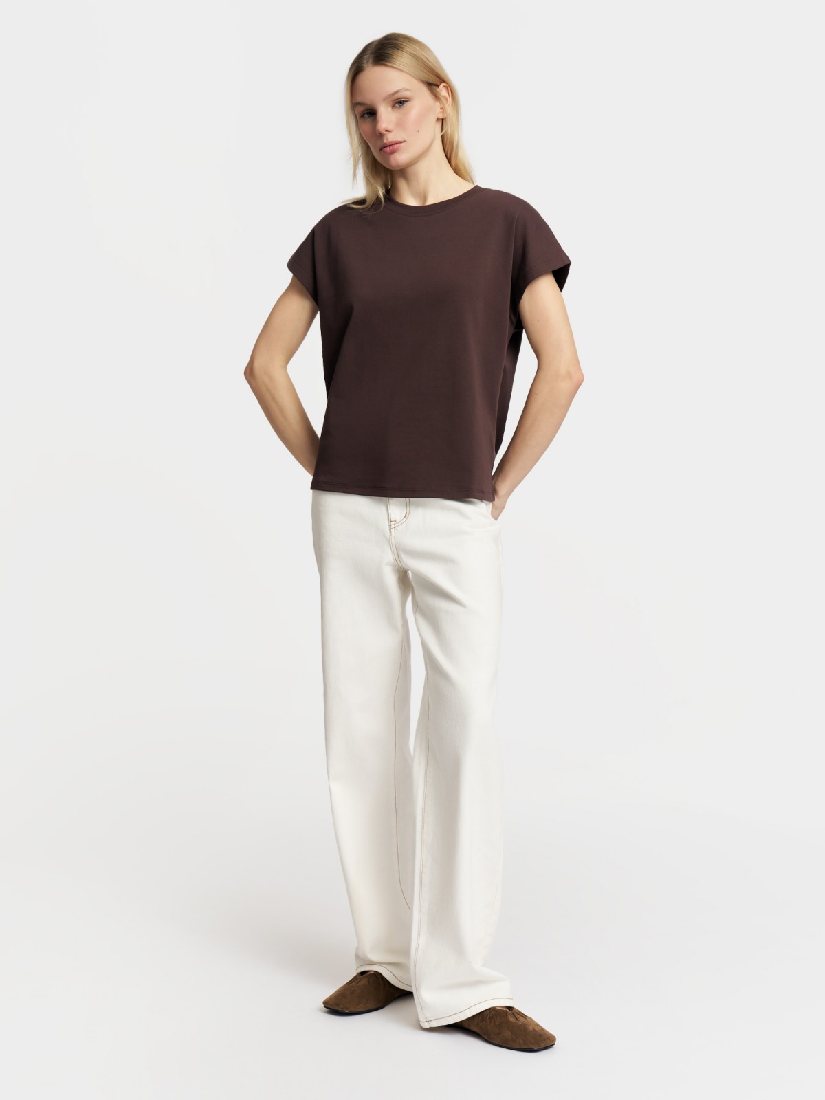 Футболка прямого силуэта из хлопка