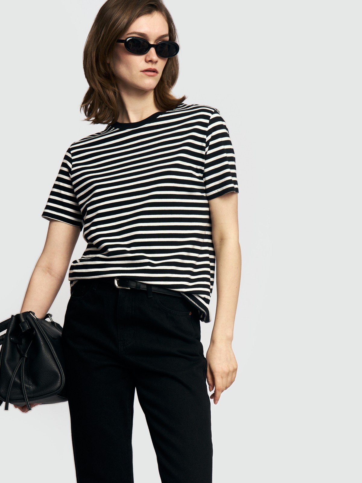 Трикотажная футболка из хлопка в полоску