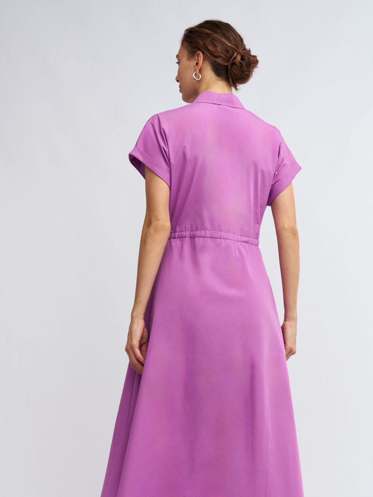 Платье-рубашка миди на кулиске